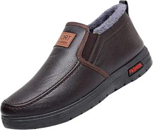 Мужские зимние слипоны для снега, противоскользящие кроссовки с очень теплой искусственной меховой подкладкой, низкие ботинки для холодной погоды Zplmide, коричневый