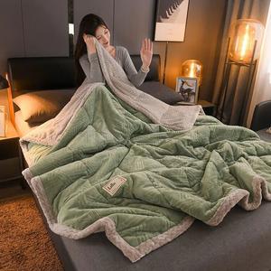 Fuanna Одеяло 100х150 см, плотный молочный вельвет, цвет N Avocado Ash GN, рельефный узор