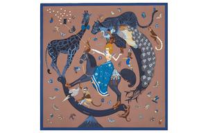 Шёлковый платок женский коричневый HERMES