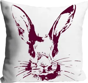 Декоративная подушка Queence "Энцо", с зайчиком, чехол без наполнения, 1 шт 40х40 см, цвет weinrot + bedruckt