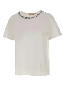 Футболка с круглым вырезом, украшенная кристаллами kaos, нейтральный