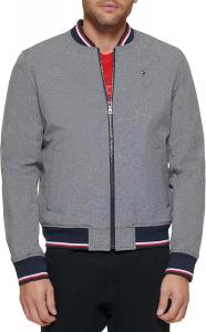 Легкая мужская куртка-бомбер Tommy Hilfiger Varsity Rib Knit, Heather Grey Soft Shell
