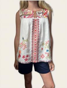 Расклешенный топ Джорджия в белом Johnny Was