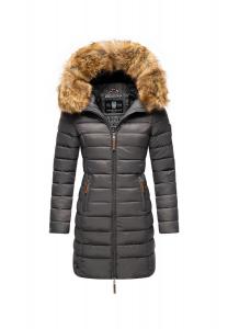 Стеганое пальто с розовым узором MARIKOO, антрацит