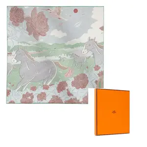 HERMES Шёлковый шарф, Sky Blue/Green