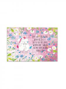 Mr. & Mrs. Panda Головоломка: Единороги обнимаются, надпись выполнена в пастельно-красных тонах