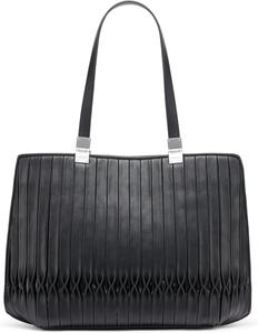 Сумка-тоут Calvin Klein Granite Geometric - веганская кожа, монограмма, 3 кармана, Black/Silver Pintuck