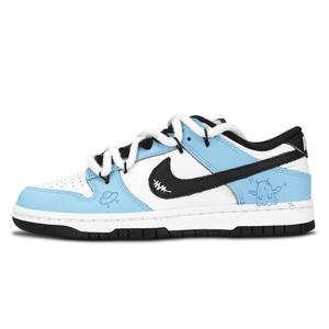 Nike Кроссовки для скейтбординга Dunk Black White, Deep Blue Magic Choice, устойчивые к истиранию, унисекс, сине-белые