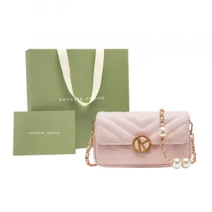 VANESSA HOGAN Кожаная жемчужная сумка через плечо, Light Pink