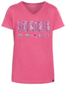 Розовая футболка New Era с пайетками New England Patriots для девочек