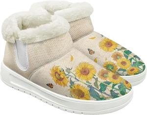 Женские зимние ботинки с теплой подкладкой из флиса, удобные ботильоны на осень и зиму для активного отдыха и походов Hechitok, Sunflower Leaf