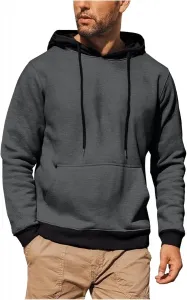 Мужской повседневный худи с карманами, блок цвет, легкий