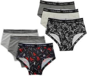 Современные хлопковые трусы Calvin Klein для мальчиков, упаковка 6 шт., Castlerock/Heather Grey/Black Logo