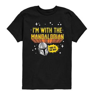 Футболка с принтом I'm with the Mandalorian для мальчиков 8-20 Star Wars, Black