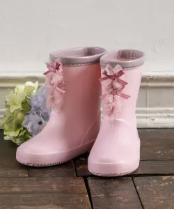 Короткие резиновые сапоги/тюлевая лента Panpantutu, цвет Cream Rose