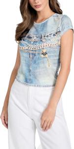 Женская футболка Guess с коротким рукавом Denim Sub R5, Smart Blue Multi