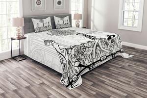 Комплект модного покрывала ABAKUHAUS, модный женский подиум, комплект с наволочками, моющийся, для односпальных кроватей, 220 х 220 см, белый и черный