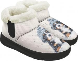 Женские зимние ботинки на шнуровке без шнурков, теплые кроссовки с плюшевой подкладкой, дизайн зимних ботинок, толстые каблуки, противоскользящие Chririnla, Bernese Mountain Dog