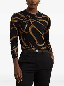 Джемпер с принтом "ремни" и длинными рукавами Lauren Ralph Lauren, черный