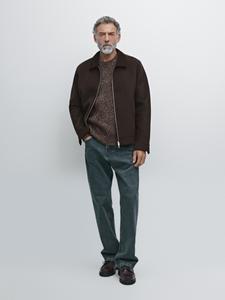 Куртка с воротником из вельвета двойной вязки с добавлением шерсти Massimo Dutti, шоколадный