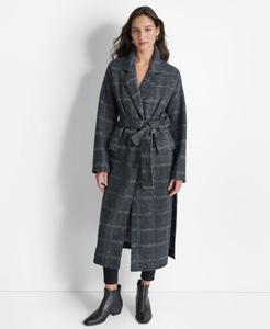 Женский халат с поясом и длинными рукавами DKNY Jeans, Black green plaid