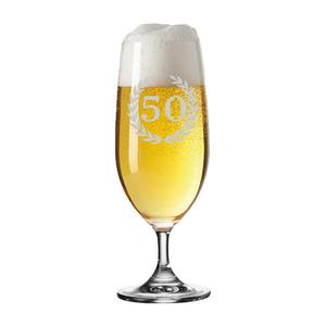 Пивной стакан Biertulpe Pilsglas с гравировкой 50-летие, 360 мл, прозрачный Luxentu, прозрачный
