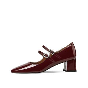 Туфли Мэри Джейн на массивном каблуке 5 см, женские Rosa Bianca, бордовый