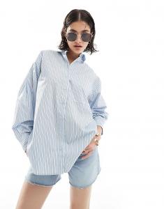 Рубашка свободного кроя ASOS DESIGN в синюю полоску