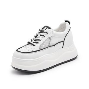 Легкие Увеличивающие Ростовку Низкие Кроссовки для Скейтборда Женские Shangjinni, Белый Черный