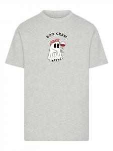 Футболка Boo Crew Drinking Ghost Halloween в пестром сером цвете F4NT4STIC