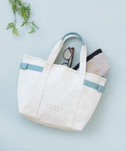 Холщовая сумка-шоппер с боковой лентой Tocca, цвет Off-White X Blue [170]