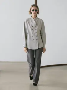 Летящая рубашка в полоску с деталями пуговиц Massimo Dutti, grey