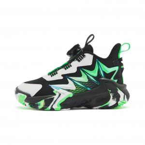 QIAODAN Детские баскетбольные кроссовки с противоскользящей подошвой, износостойкие, черного и зеленого цвета, для детей 3–7 лет