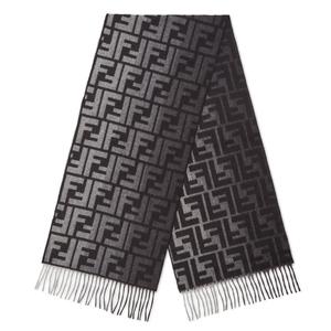 FENDI Шерстяной вязаный шарф мужской черный, Black