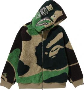 Худи BAPE Mega ABC Camo Shark Boa 'Green', зеленый