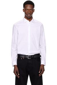 Современная классическая легкая в глажке хлопковая поплиновая рубашка Hugo, белый