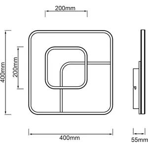 Светодиодный потолочный светильник Merapi LED-модуль 1 шт. Теплый белый, 41 x 41 см, 3600 лм, теплый белый свет, металл/пластик, белый/черный Brilliant, белый