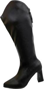 Generic Женские высокие массивные ботинки: модные черные ботильоны до колена, длинные ботинки, зимние теплые, осенние, нарядные, для вечеринок и свадеб, из искусственной кожи, с низким каблуком и заостренным носком