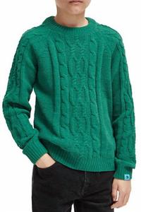 Свитер с узором "косичка" в темно-зеленом цвете SCOTCH & SODA