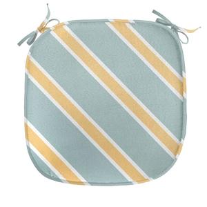 Подушка на обеденный стул ABAKUHAUS Shabby Flora, яркие тонкие полосы, декоративная водонепроницаемая подушка с ремнями для кухонных сидений, 40 см x 40 см, миндально-зеленый абрикос, мультиколор