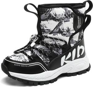 Снежные ботинки для мальчиков и девочек, зимние ботинки с утеплителем, искусственным мехом, для походов, мягкие, на молнии, теплые короткие ботинки для холодной погоды JEUROT, Black