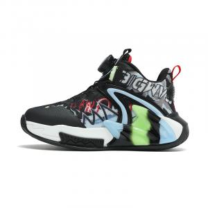 Баскетбольные кроссовки средней высоты с амортизацией ударов и износостойкостью для детей D&W, черный