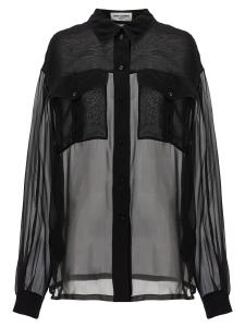 Рубашка из шелкового муслина SAINT LAURENT, черный
