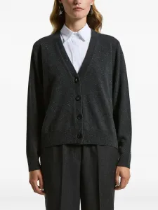 Свитер с V-образным вырезом на пуговицах Peserico, серый