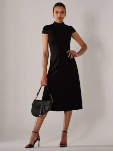 Миди-платье с коротким рукавом-понте Jolie Moi, черный