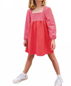 Мини-платье Cora Pique в полоску, красное Bisby