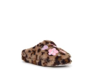 Тапочки OMG Accessories Butterfly Applique Leopard Slipper - Kids', коричневый/бежевый леопардовый принт
