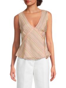 Полосатый топ из льна и шелка Alix Derek Lam 10 Crosby, цвет Peach Multi