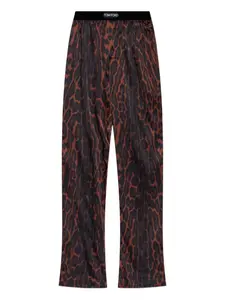 Пижамные брюки с леопардовым принтом TOM FORD, коричневый