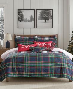 Двустороннее стеганое одеяло Spencer Plaid, размер King/California King Levtex, Navy